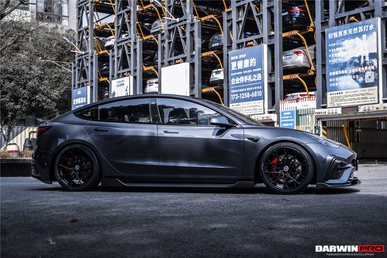 2017 - 2021 Tesla Model 3 IMP Performance Carbon Fiber Side Skirts Under Board